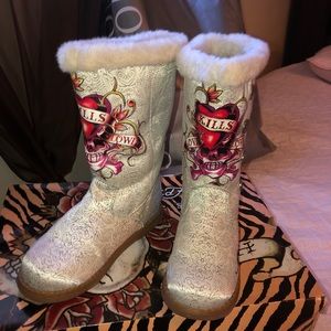 Ed hardy Fur Snow Boots NEW